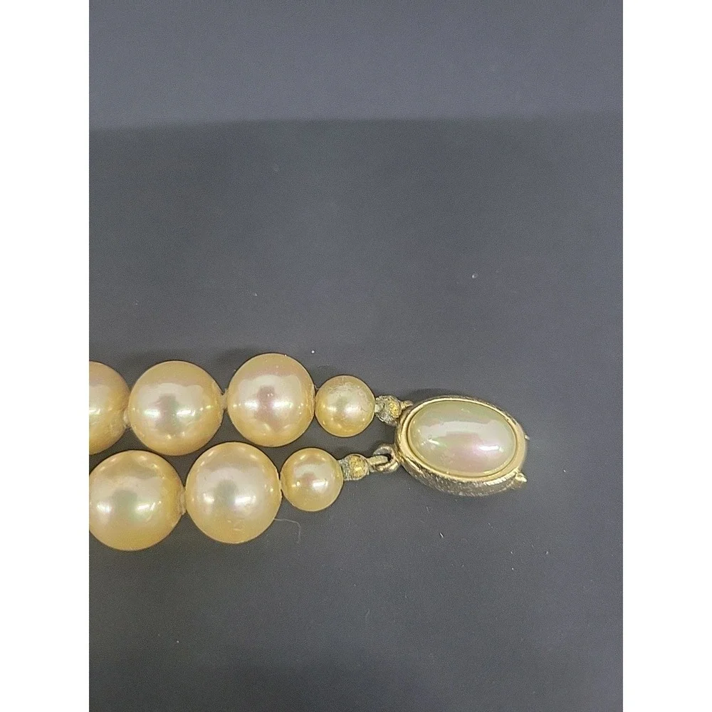 Vintage Carolee Faux Pearl Bracelet –‎ Double Strand w/ Goldtone Oval Clasp